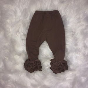 Brown ruffle pants icing style pants